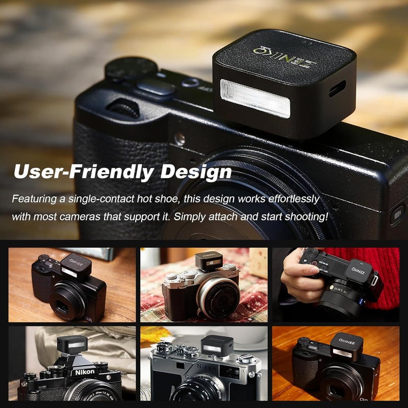 ZENIKO ZF04 Aluminum Mini Camera Flash Speedlite On Camera, 372 Full-Power Flashes 2.5S Recycle Mini Manual Flash for Canon/Sony zv1/Sony zve10 /Ricoh gr3/Nikon/Fuji f1 (Black) - Image 5